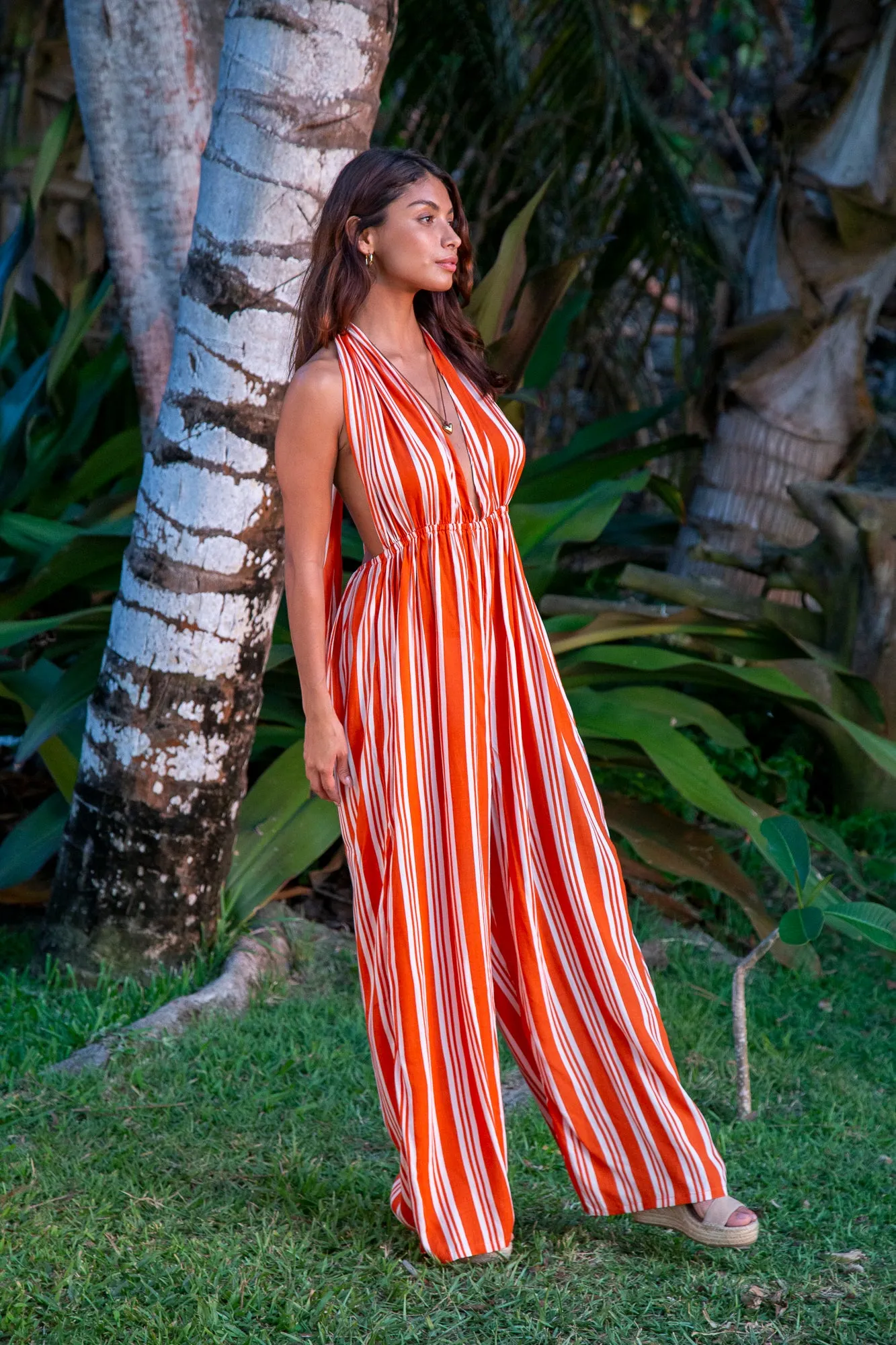 Elizabeth Jumpsuit in Premium Orange Stripe