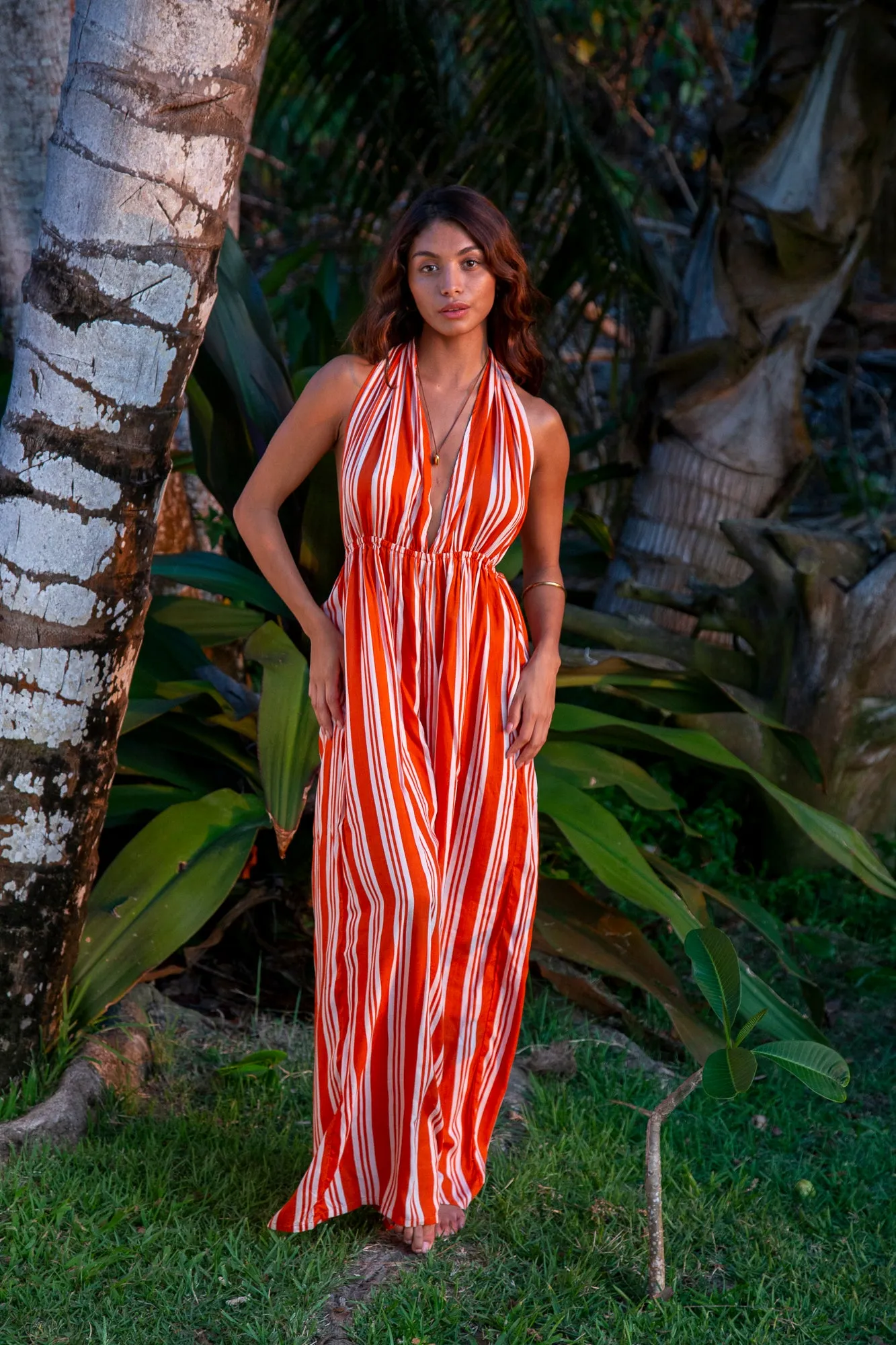 Elizabeth Jumpsuit in Premium Orange Stripe