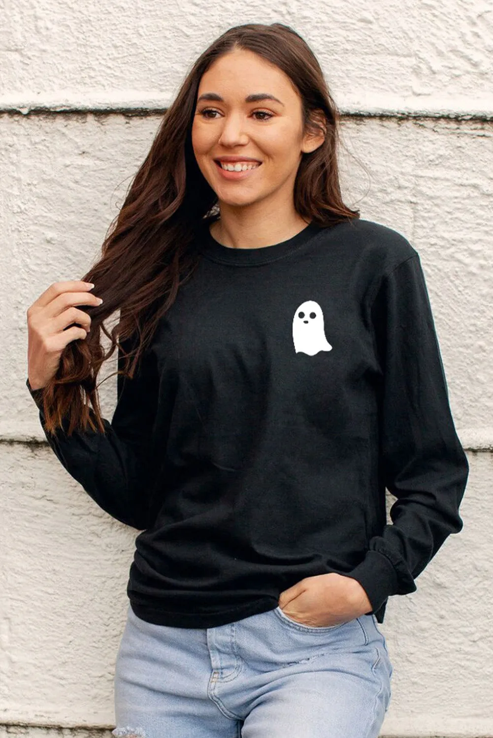 Ghost Graphic Print Long Sleeve Top