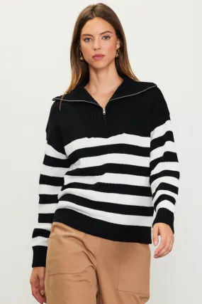 Half-Zipped Striped Sweater