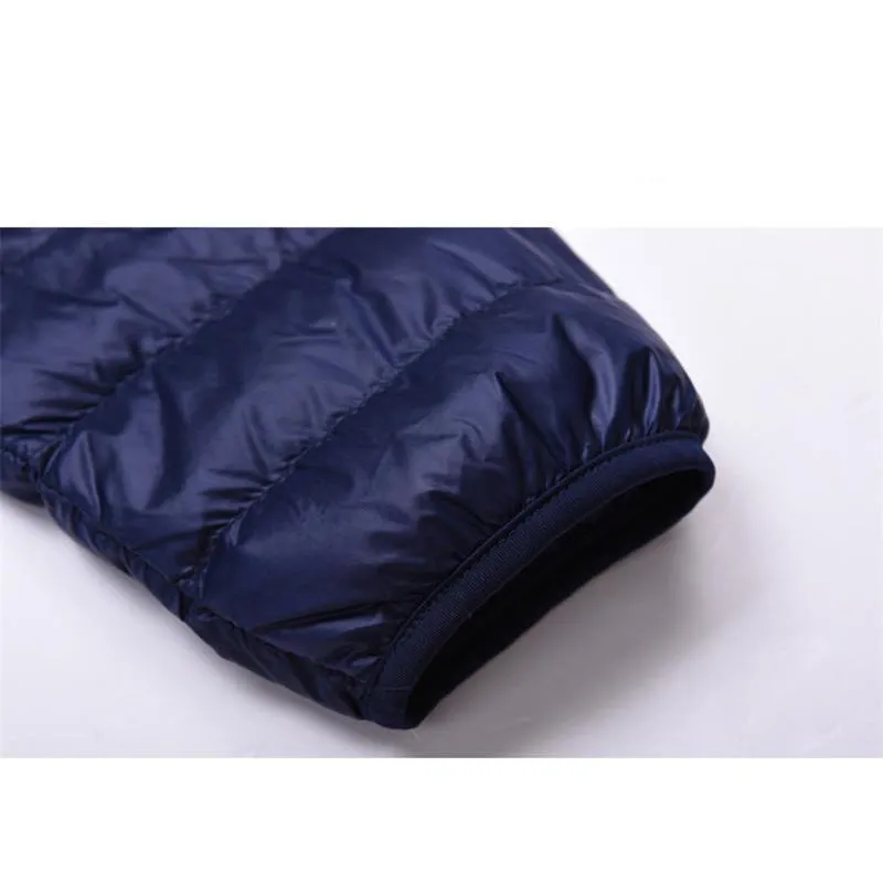 Men Red Maroon Rib Quilted Down Jacket
