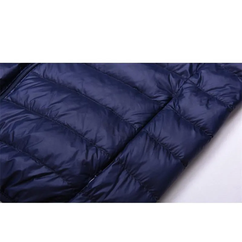 Men Red Maroon Rib Quilted Down Jacket