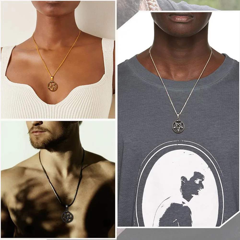Men Star Pentagram Snake Necklace Ouroboros Pentacle Wicca Pendant Amulet Protection Jewelry Gift