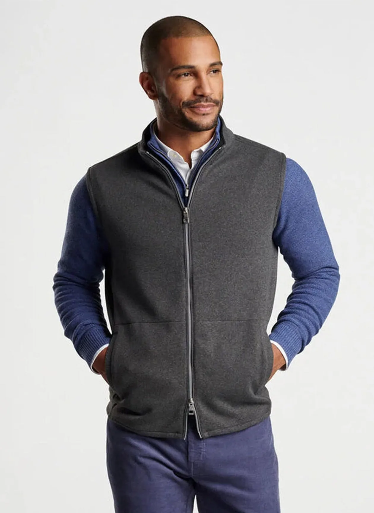 Peter Millar Crown Sweater Fleece Vest in Iron
