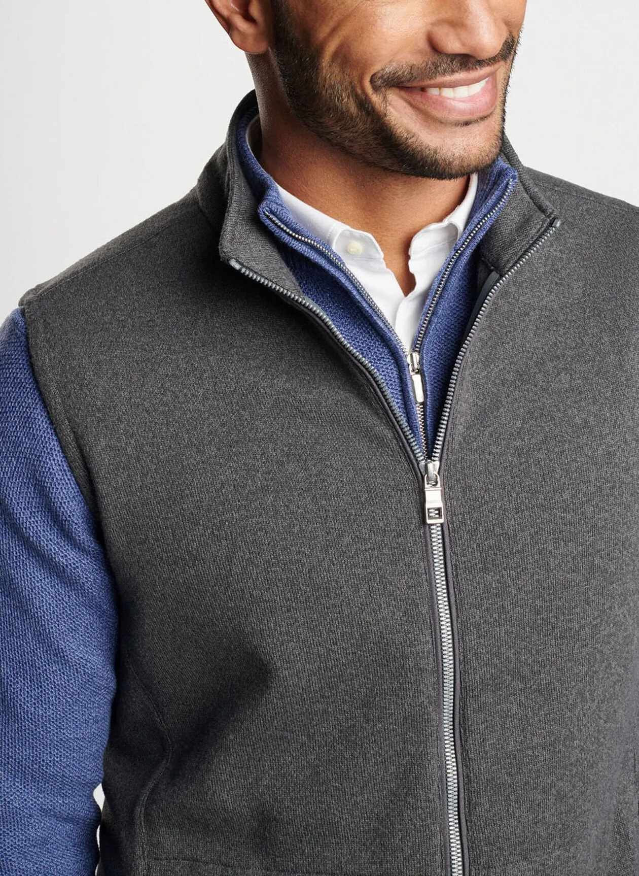 Peter Millar Crown Sweater Fleece Vest in Iron