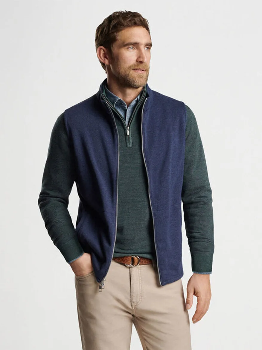 Peter Millar Crown Sweater Fleece Vest in Navy