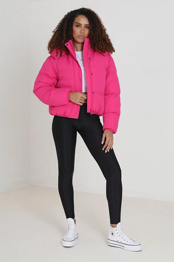 PINK OVERSIZED HIGH NECK PUFFER JACKET