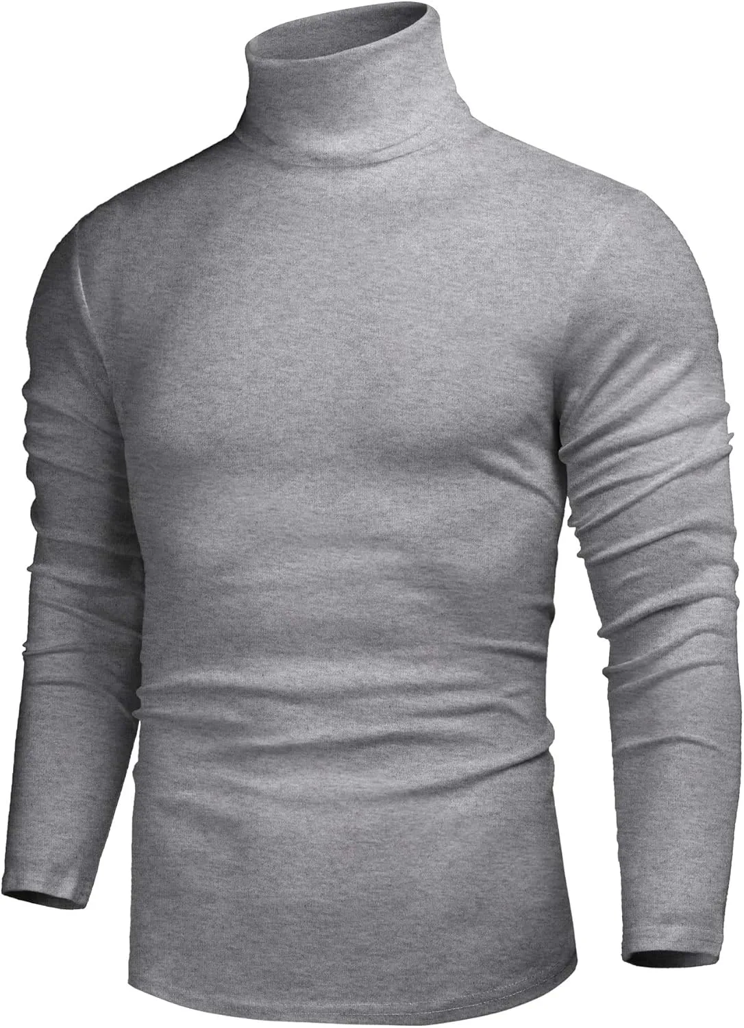 Poriff Men's Casual Slim Fit Basic Tops Knitted Lightweight Turtleneck Pullover Sweater