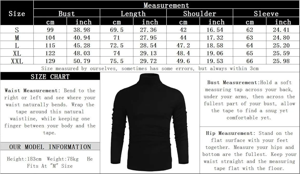 Poriff Men's Casual Slim Fit Basic Tops Knitted Lightweight Turtleneck Pullover Sweater