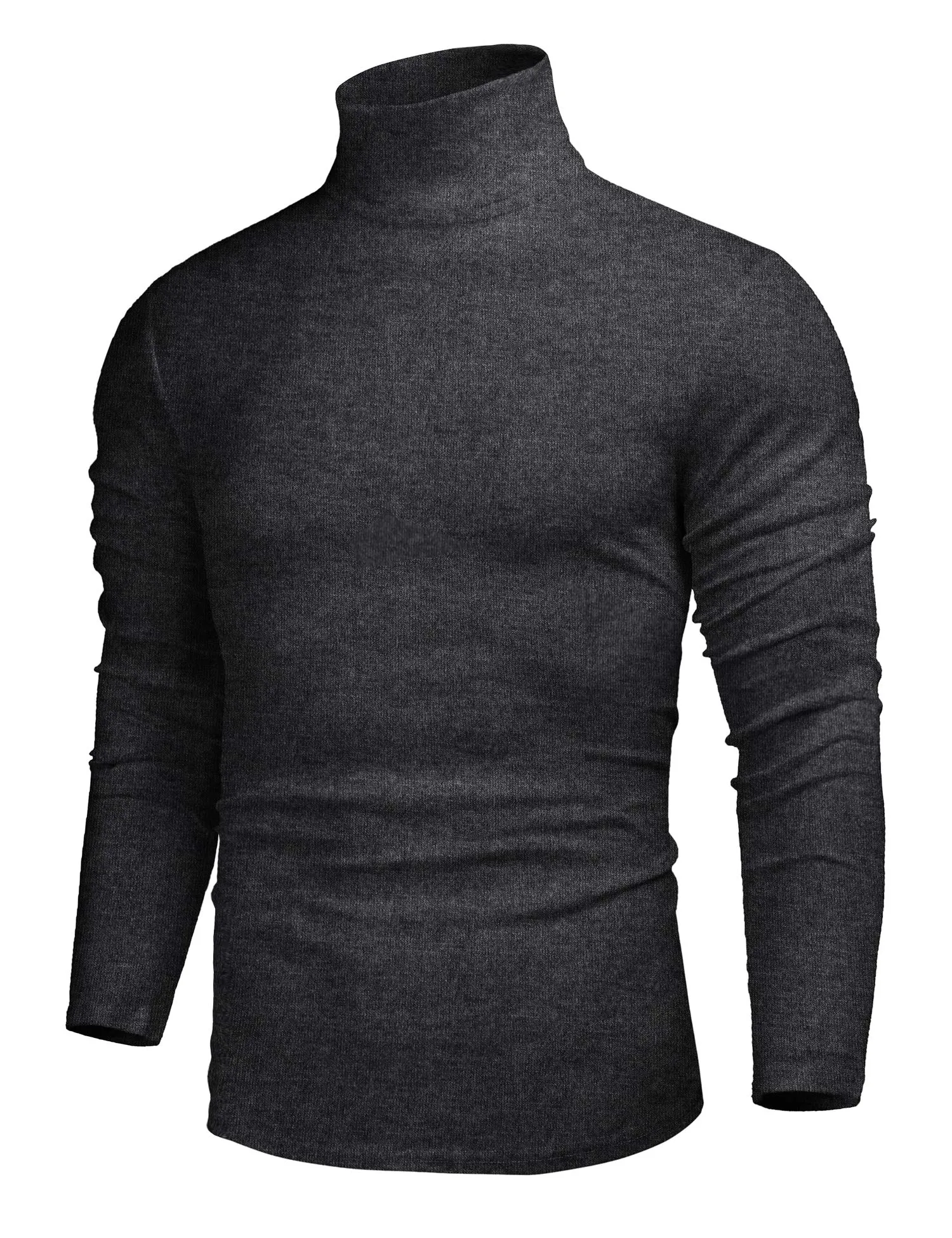 Poriff Men's Casual Slim Fit Basic Tops Knitted Lightweight Turtleneck Pullover Sweater