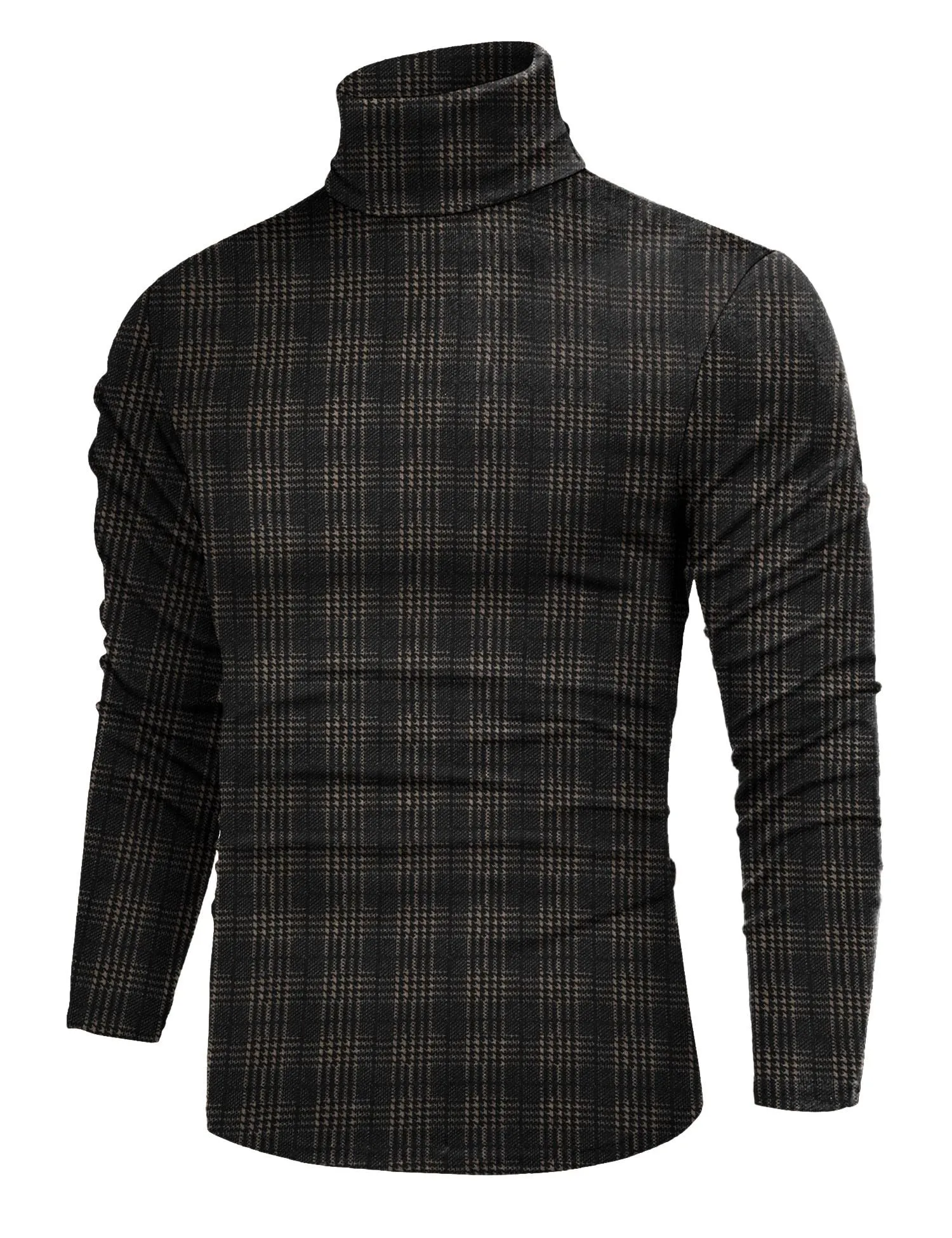 Poriff Men's Casual Slim Fit Basic Tops Knitted Lightweight Turtleneck Pullover Sweater