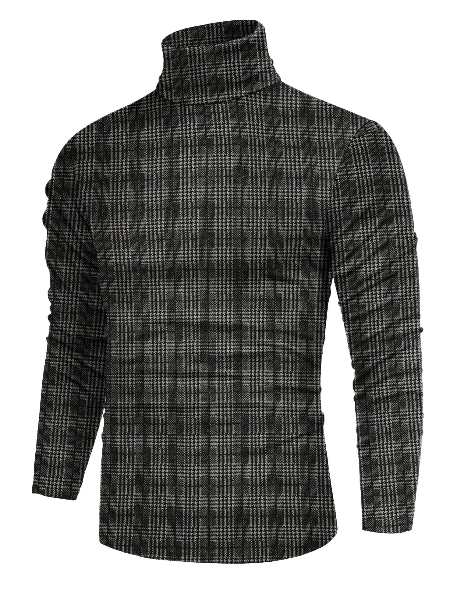 Poriff Men's Casual Slim Fit Basic Tops Knitted Lightweight Turtleneck Pullover Sweater