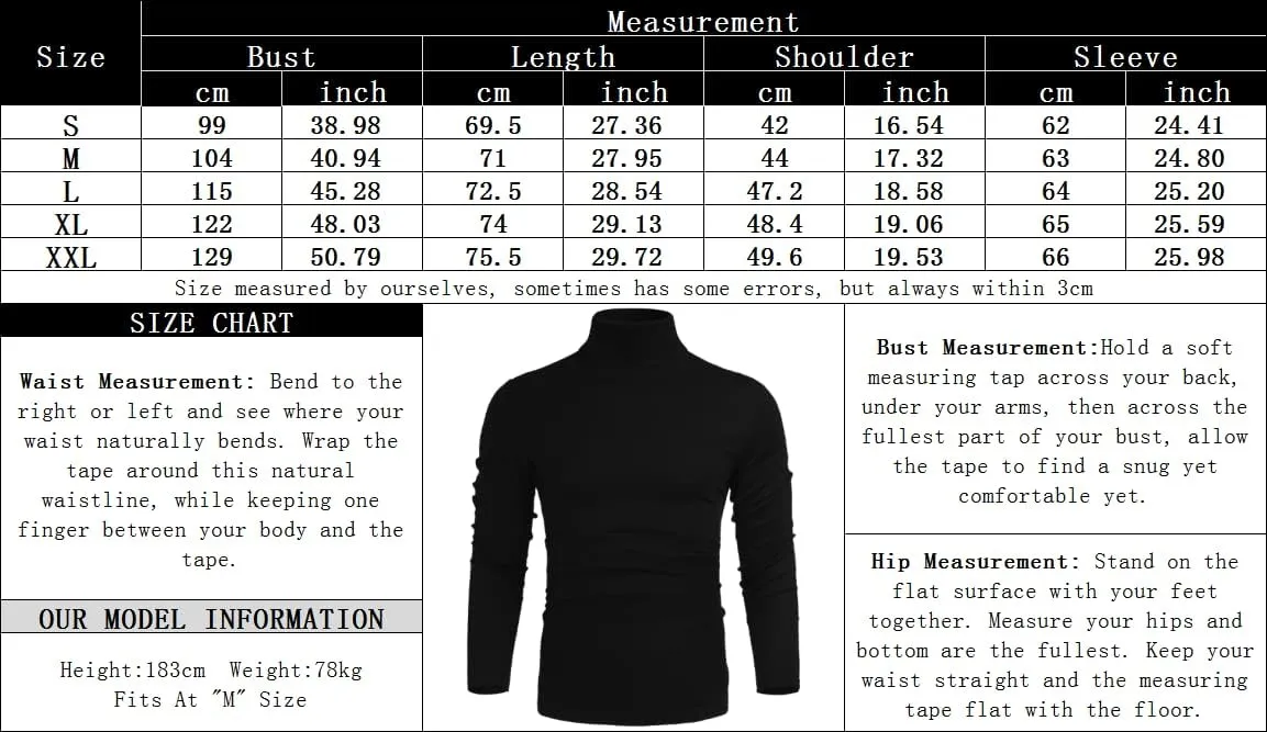 Poriff Men's Casual Slim Fit Basic Tops Knitted Lightweight Turtleneck Pullover Sweater