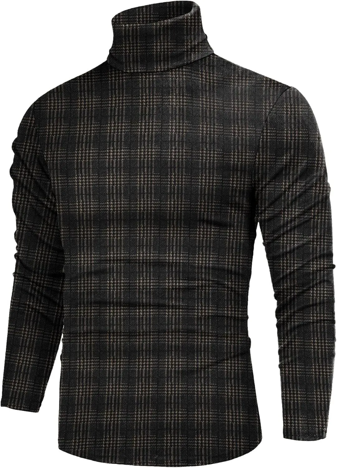 Poriff Men's Casual Slim Fit Basic Tops Knitted Lightweight Turtleneck Pullover Sweater