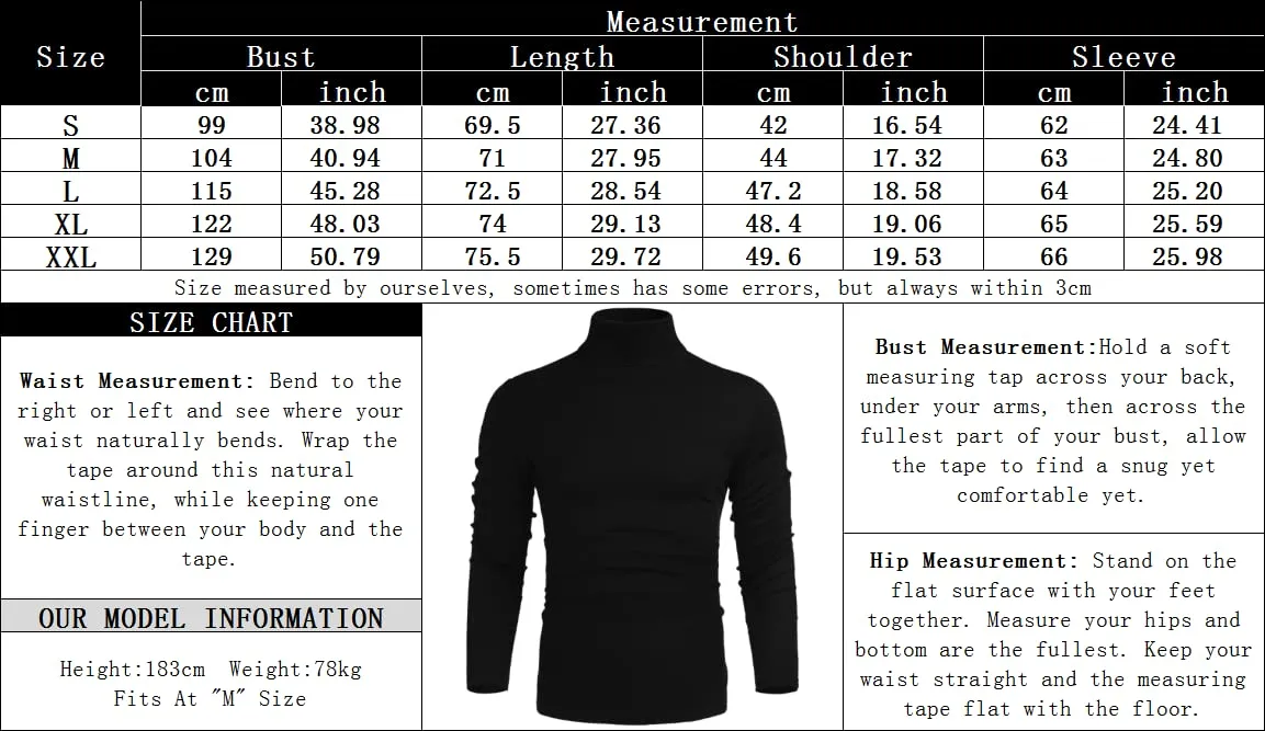 Poriff Men's Casual Slim Fit Basic Tops Knitted Lightweight Turtleneck Pullover Sweater