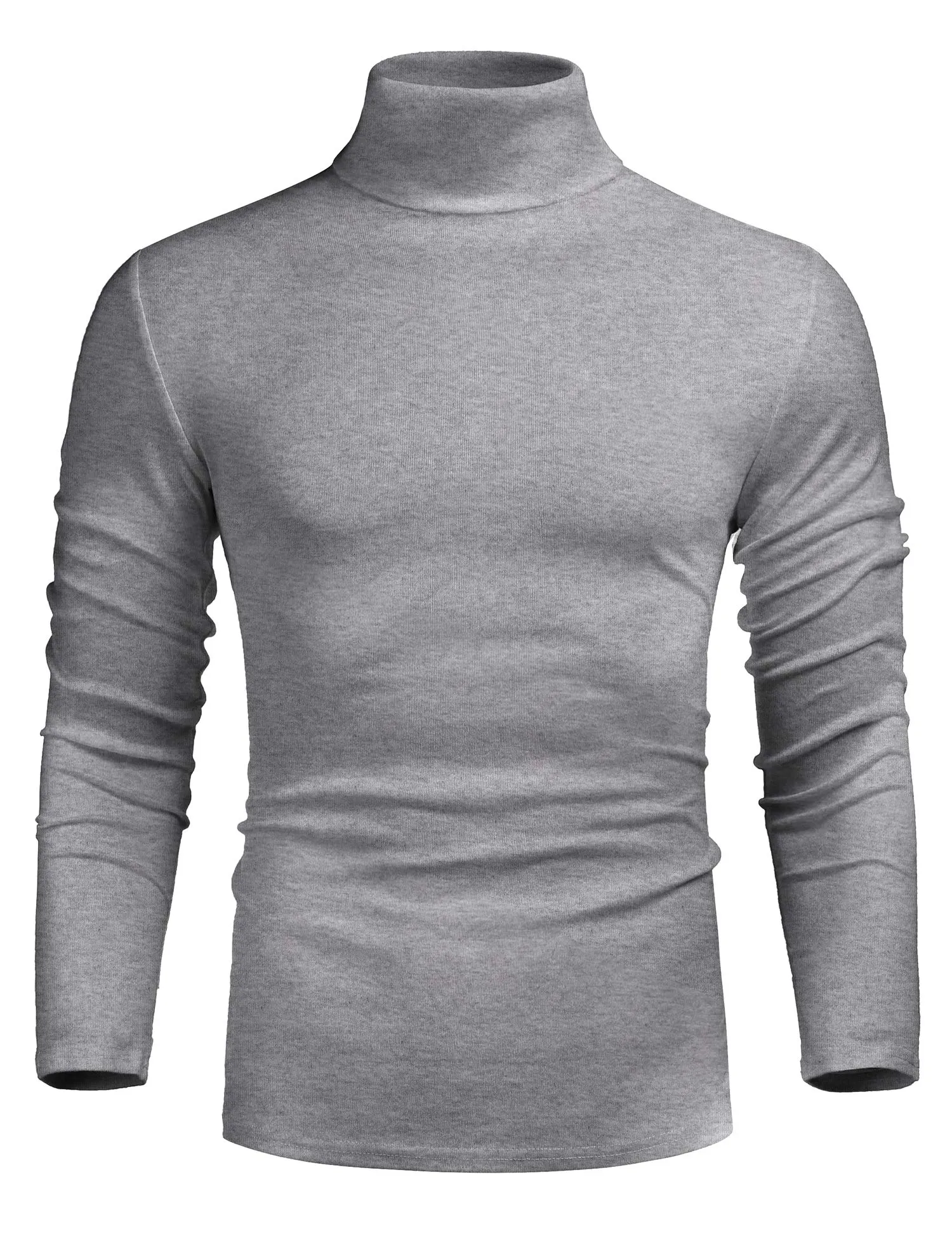 Poriff Men's Casual Slim Fit Basic Tops Knitted Lightweight Turtleneck Pullover Sweater