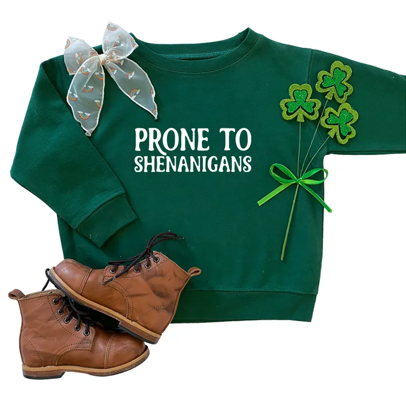 Prone to Shenanigans | Kids St. Patrick's Day Sweatshirt