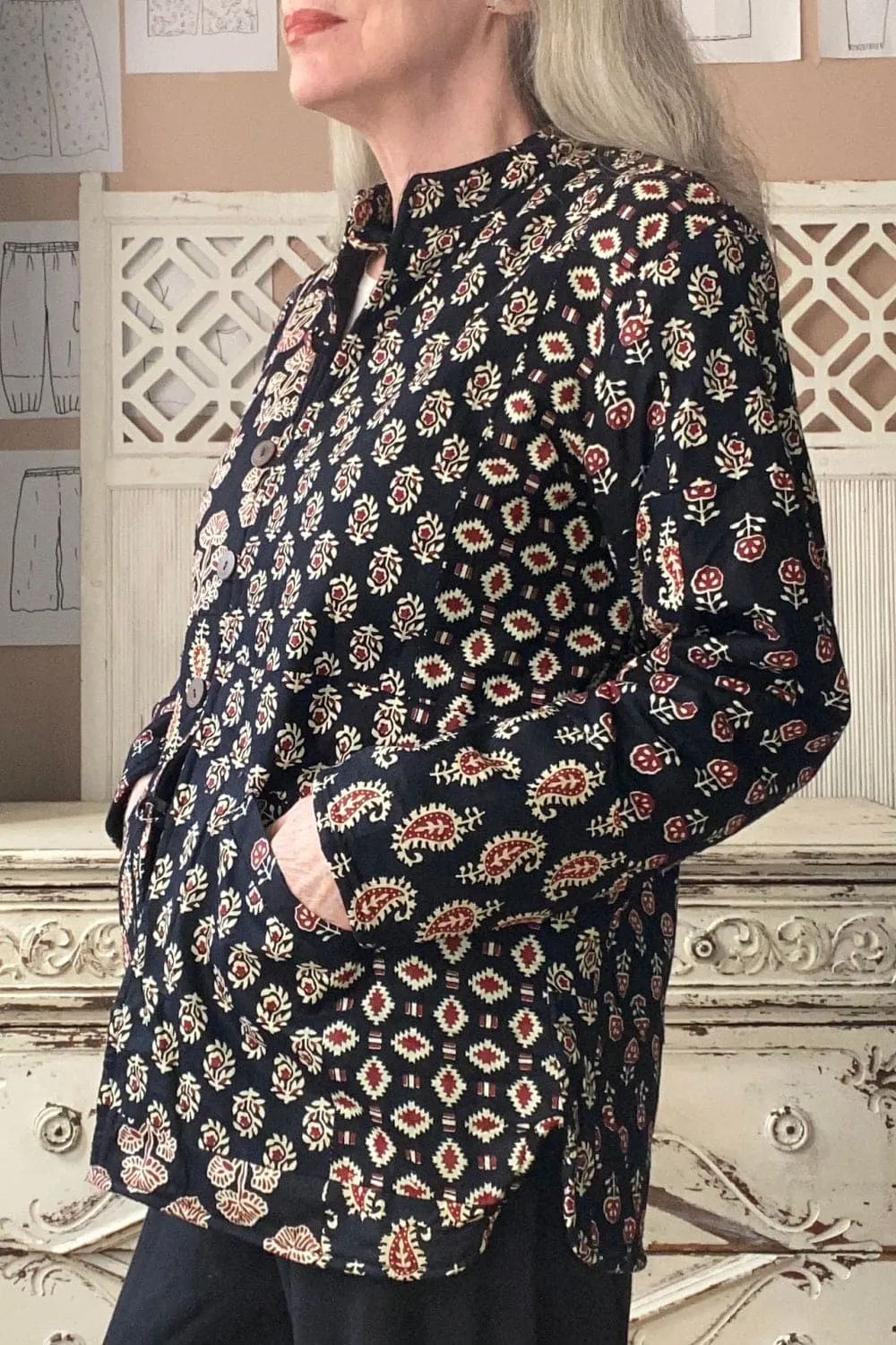 Shorter Quilted Block Print Jacket