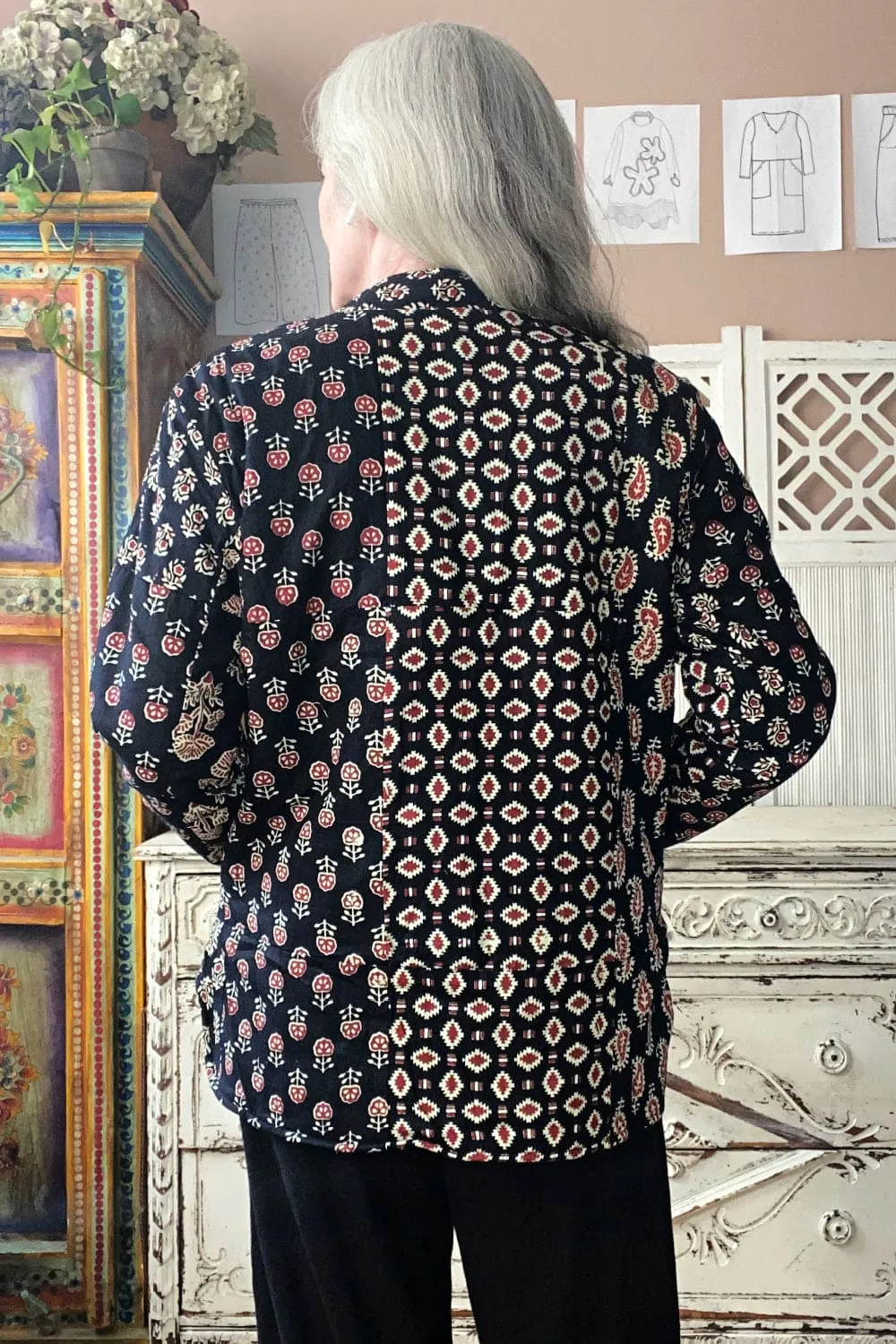 Shorter Quilted Block Print Jacket