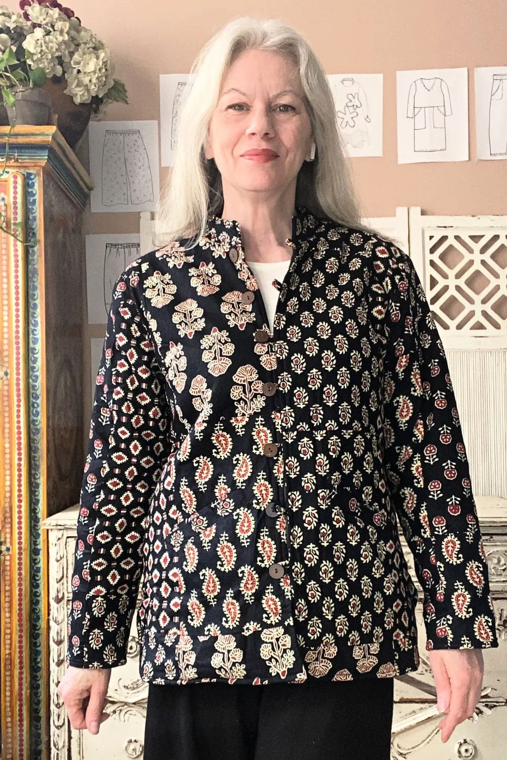 Shorter Quilted Block Print Jacket