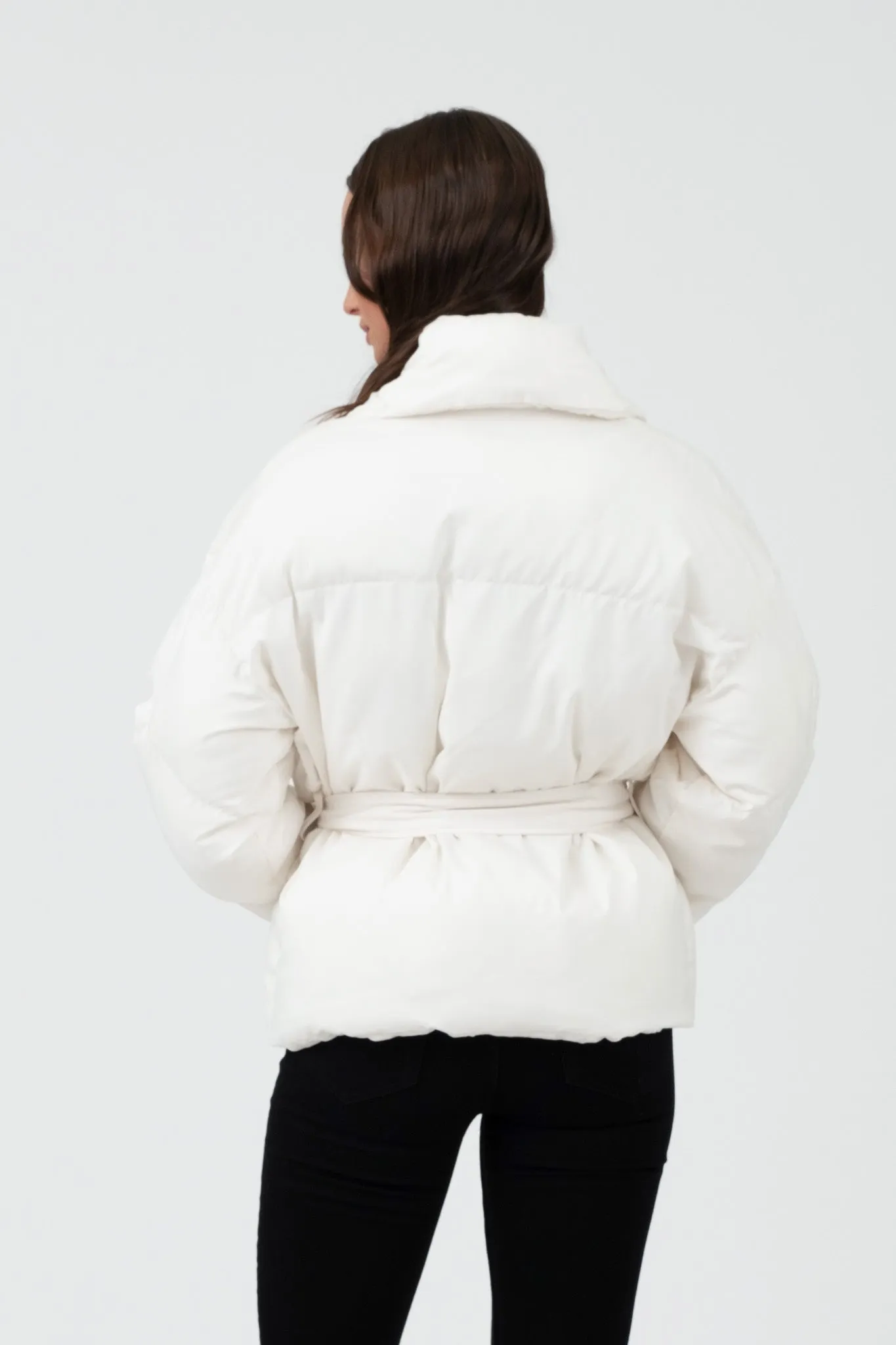 WAIST TIE PUFFER JACKET
