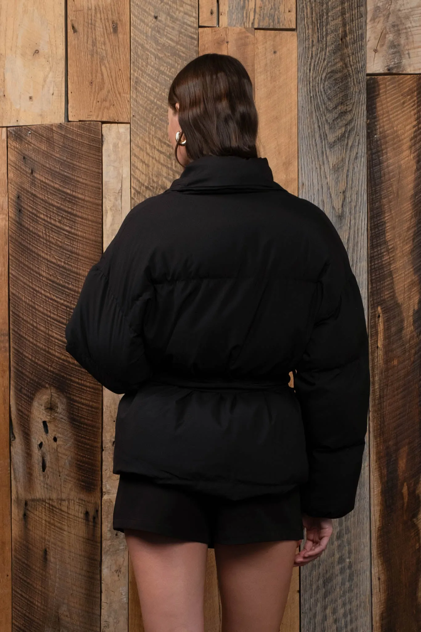 WAIST TIE PUFFER JACKET