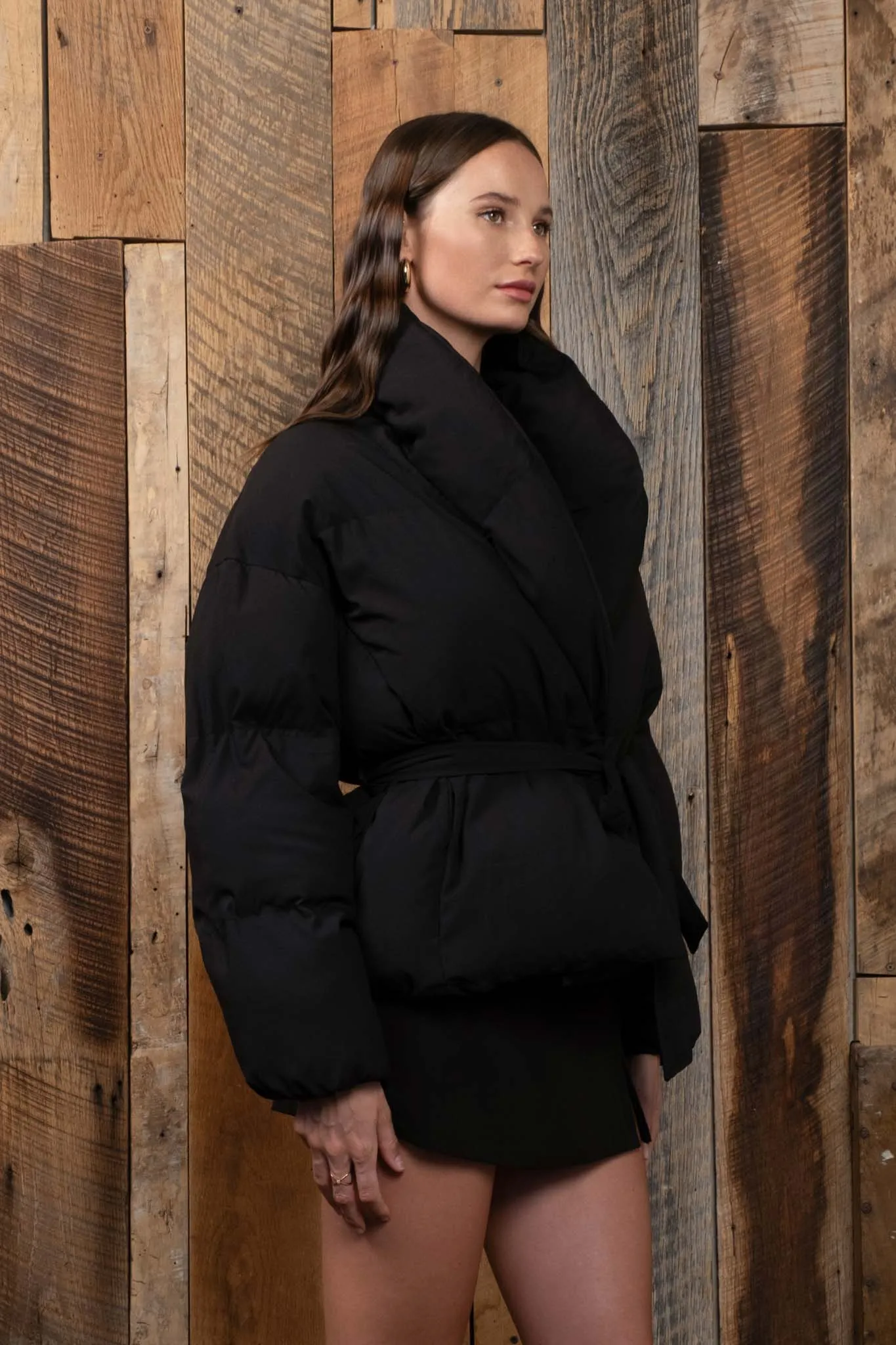 WAIST TIE PUFFER JACKET