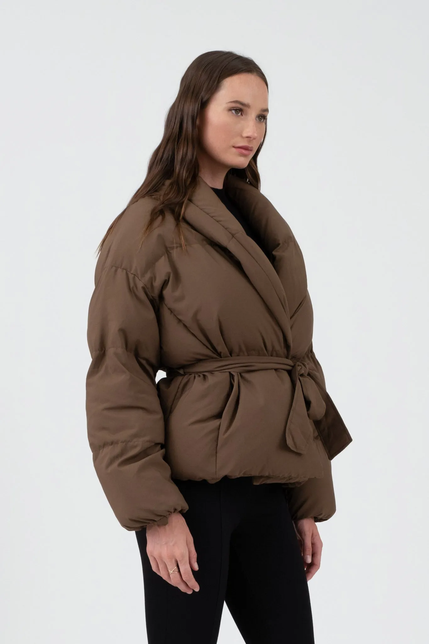 WAIST TIE PUFFER JACKET
