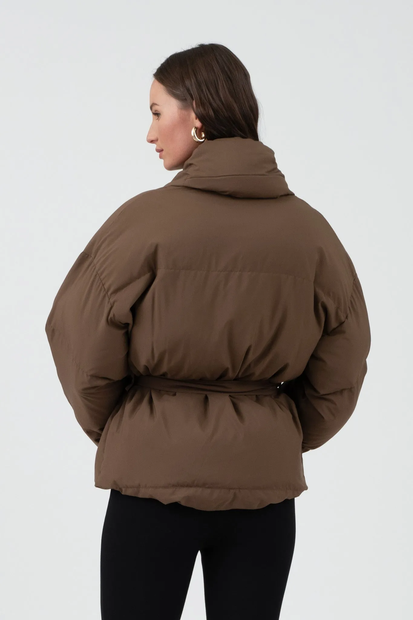 WAIST TIE PUFFER JACKET