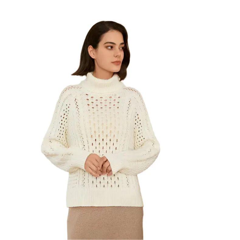 Women's Breathable Turtleneck Merino Wool Sweater