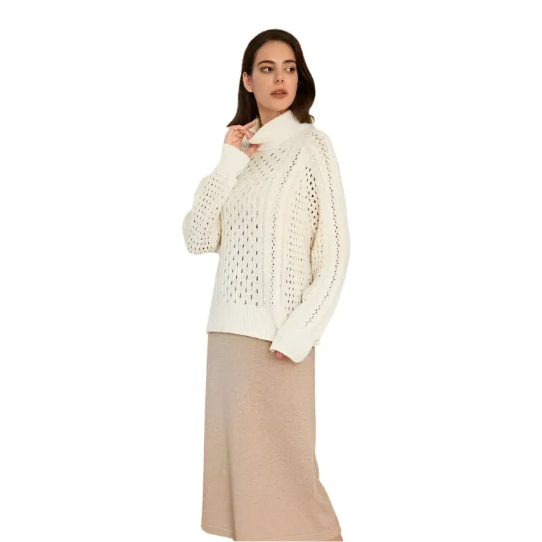 Women's Breathable Turtleneck Merino Wool Sweater